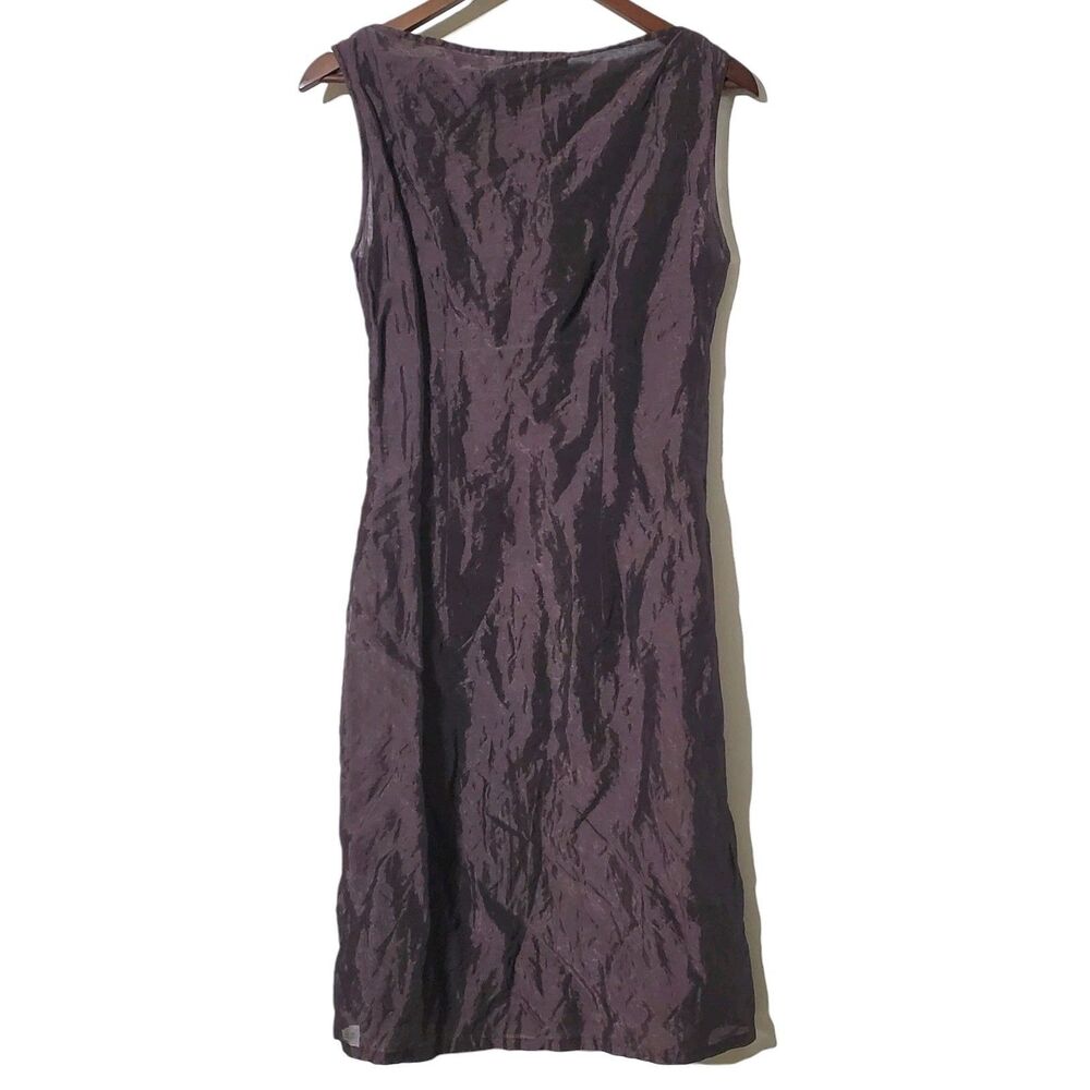 Ron Leal Y2K Crinkle Dress Size M Iridescent Brown Sheath Sleeveless Lined Women - Picture 4 of 10